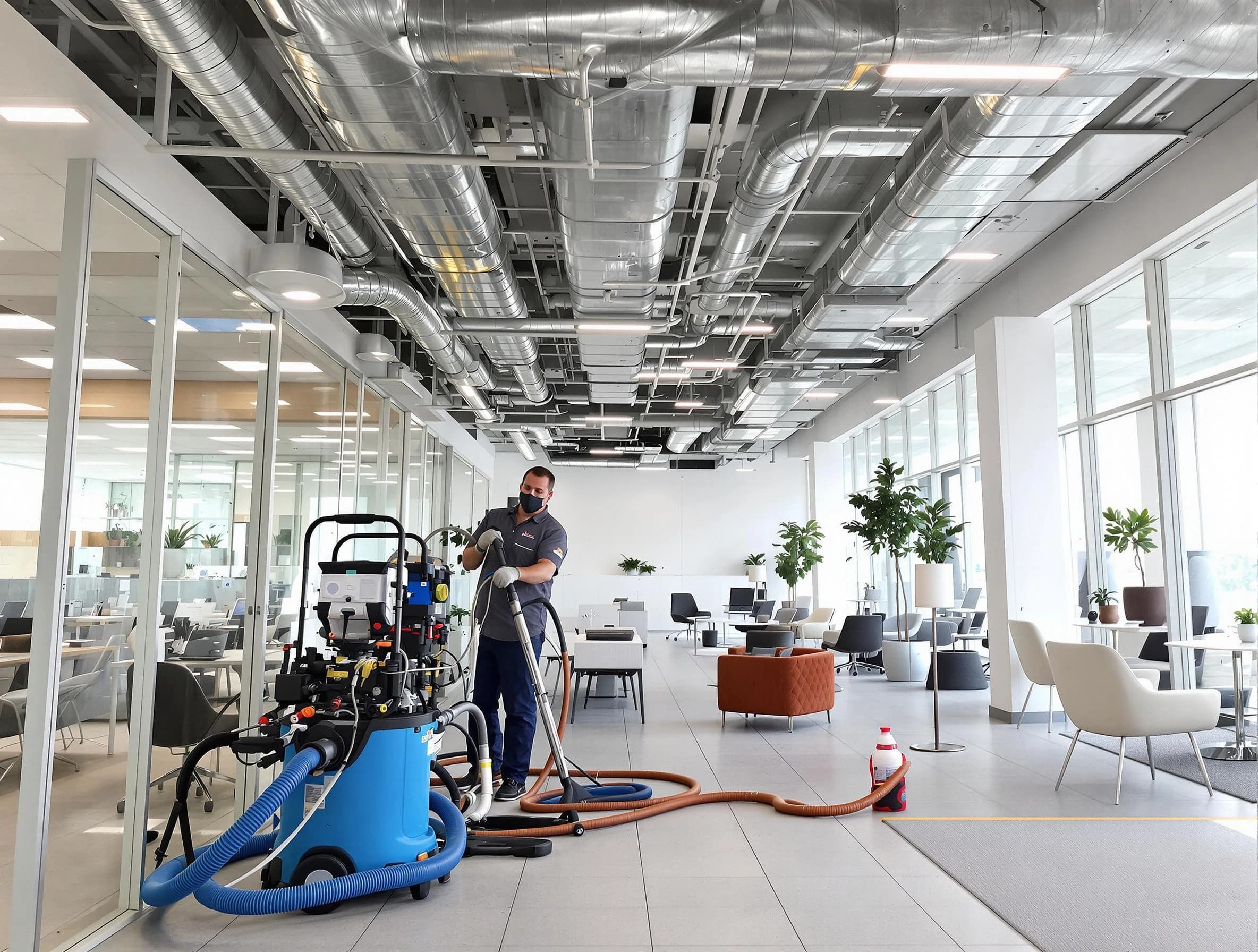 Spring Hill Air Duct Cleaning team conducting comprehensive commercial duct cleaning at a business location in Spring Hill