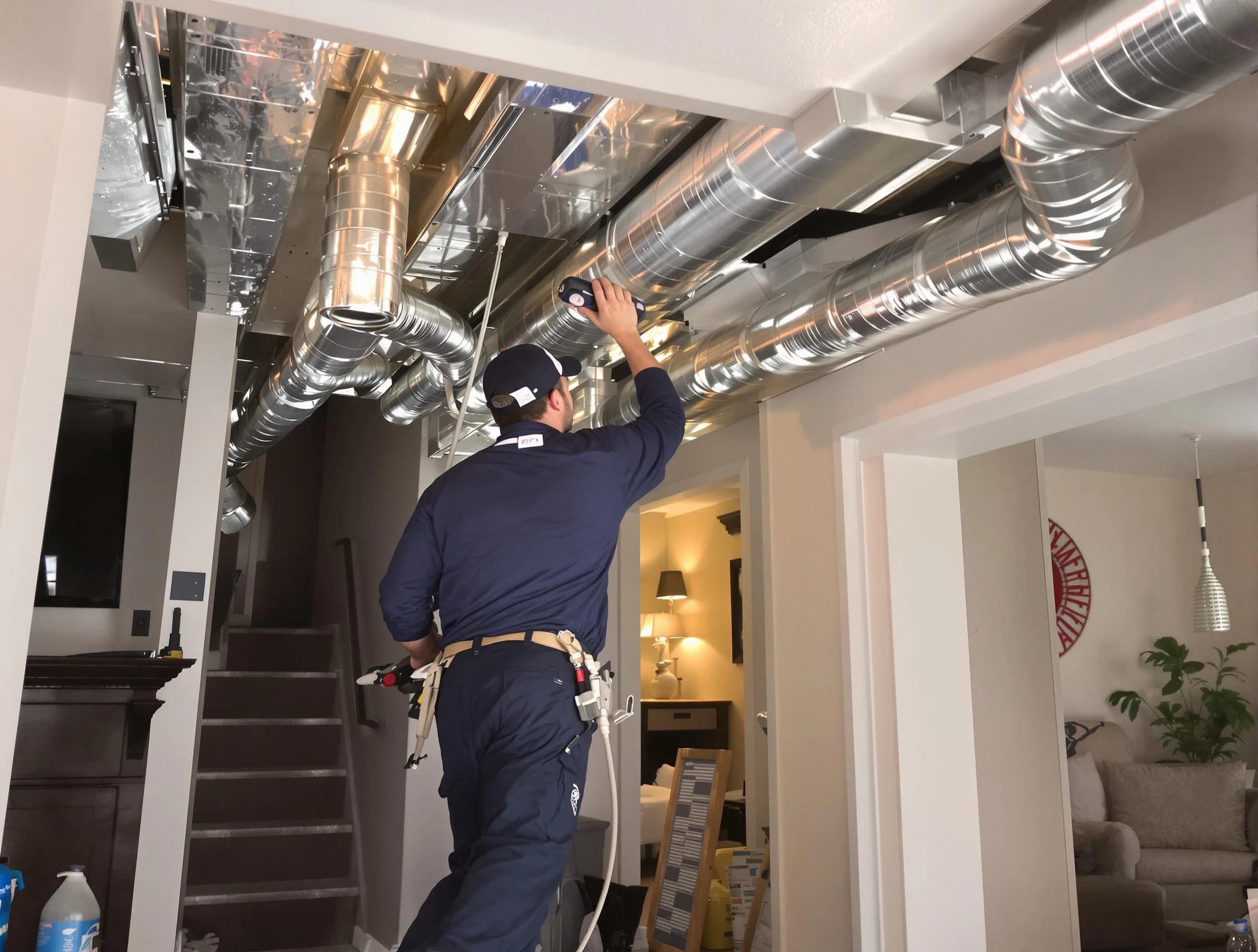 Spring Hill Air Duct Cleaning expert performing specialized duct cleaning in a mobile home in Spring Hill